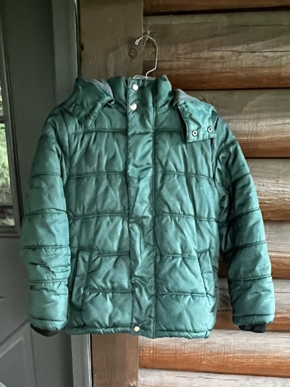 Calvin Klein Jeans Kids Hunter Green Hooded Puffer Coat Size, S/P (8)